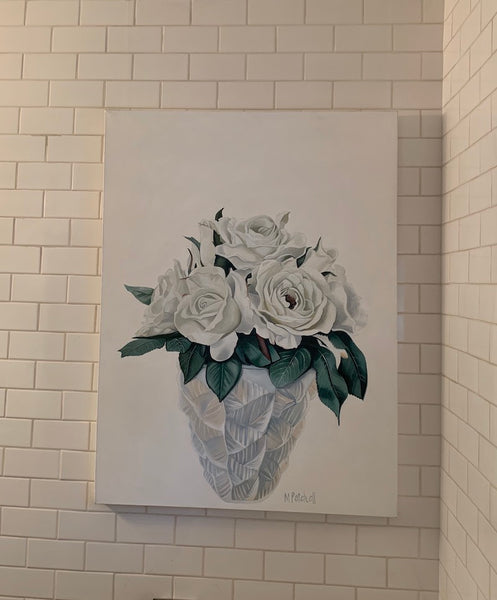 White Roses in Lalique Vase Art Print