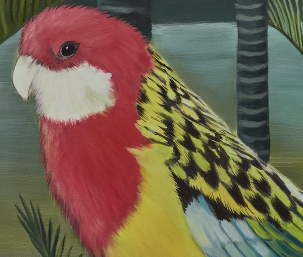 "Edith and Mauve" Rosellas in Palms