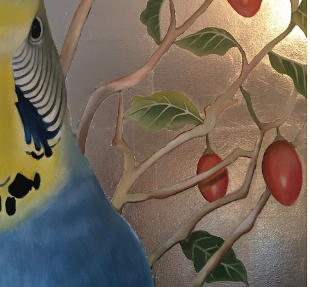 Budgie and Tamarillo Tree Painting "Edgar"