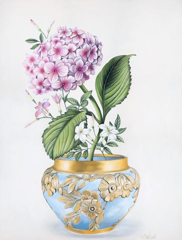 Hydrangea in Antique Bowl Art Print